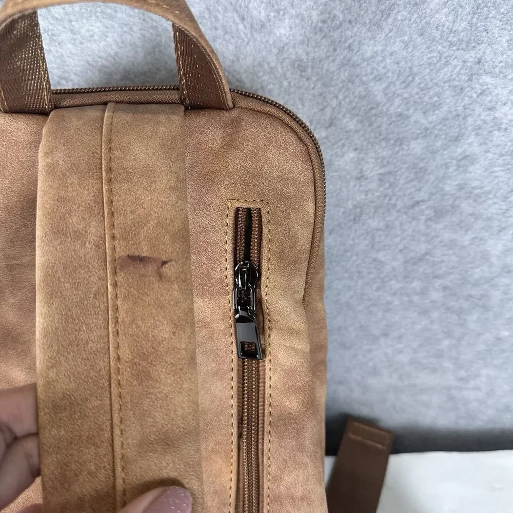 FADEON Leather Backpack Purse Brown Suede‎ Ladies Shoulder One Strap Small Boho